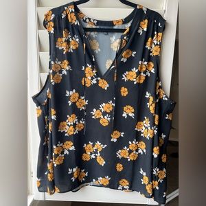 ModCloth Black Floral Sleeveless Blouse